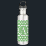 Custom initial letter Polka Dot Light Green 710 Ml Water Bottle<br><div class="desc">Custom initial letter Polka Dot green and white. Makes a nice cute gift that can be customised with any initial letter.</div>