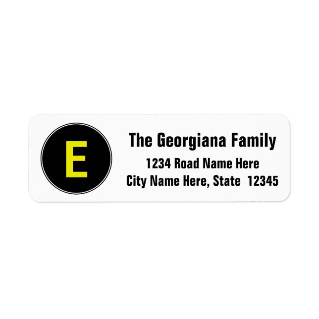Custom Initial Letter Return Address Label (Front)