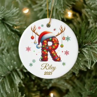 Custom Initial Light Christmas Ornament