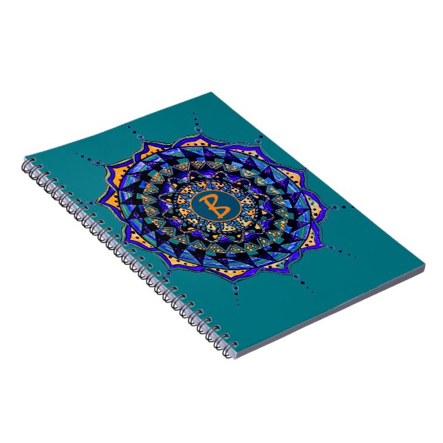 Custom Initial Mandala design Notebook (Right Side)