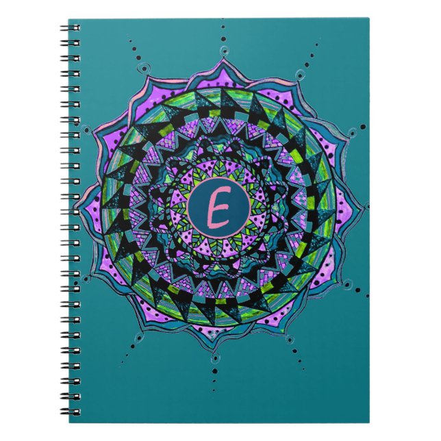 Custom Initial Mandala design Notebook (Front)
