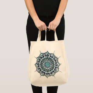 Custom Initial Mandala Design Tote Bag