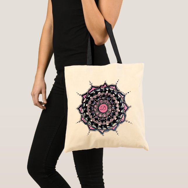 Custom Initial Mandala Design Tote Bag (Front (Product))