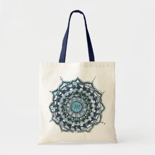 Custom Initial Mandala Design Tote Bag