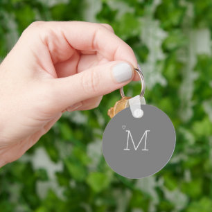 Custom Initial Minimalist Stylish Grey Key Ring
