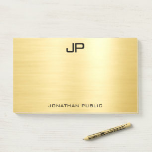 Custom Initial Monogram Faux Gold Template Post-it Notes