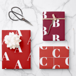 Custom Initial monogram Letter red shades Wrapping Paper Sheet