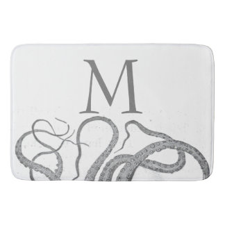 Custom initial monogram nautical octopus kraken bath mat