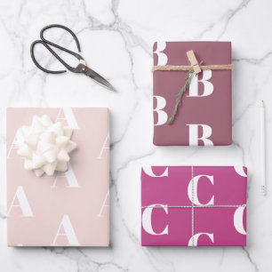 Custom Initial monogram pink shades chic Wrapping Paper Sheet