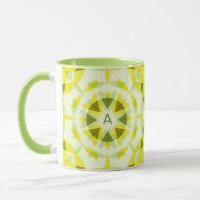 Custom Initial Monogram Yellow Green Star Tea