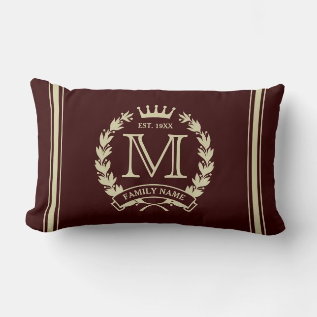 Custom Initial Monogrammed Family Logo Pillow (Front)
