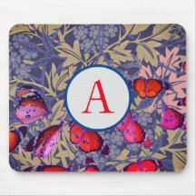 CUSTOM INITIAL MOUSE PAD MORRIS AND BUTTERFLIES