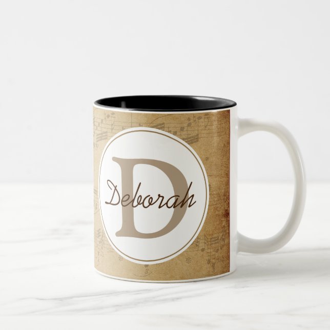 Custom Initial Music Notes Mug (Right)