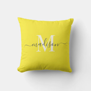 Custom Initial & Name Bright Yellow Colour  Cushion