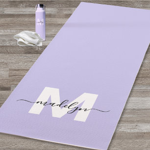 Custom Initial Name Monogram Purple Yoga Mat