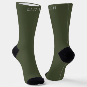 Custom Initial & Name Pine Needle Green Colour Socks