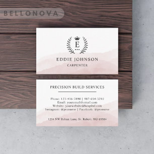 Custom Initial & Name White Black Pink Monogrammed Business Card