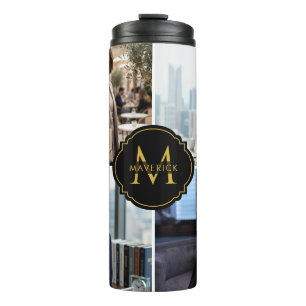 Custom Initial Name with Four Images Premium Look Thermal Tumbler