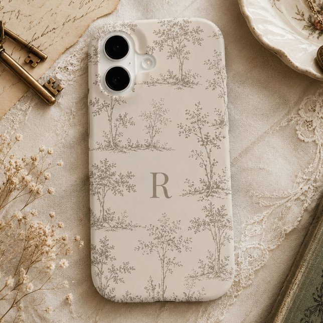 Custom Initial Neutral Beige Toile Wallpaper Style (Creator Uploaded)