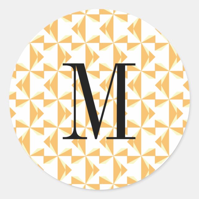 Custom Initial Pumpkin Pinwheels Classic Round Sticker (Front)
