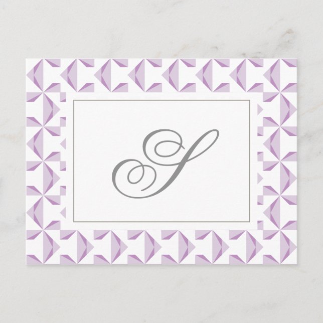 Custom Initial Purple Pinwheels Postcard (Front)