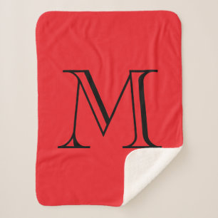 Custom Initial Red & Black Sherpa Blanket