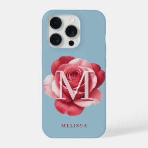 Custom Initial Rose iPhone Case   Modern Floral 