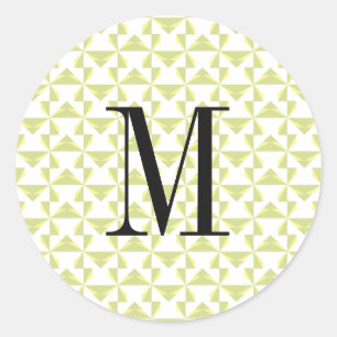 Custom Initial Sage Pinwheels Classic Round Sticker