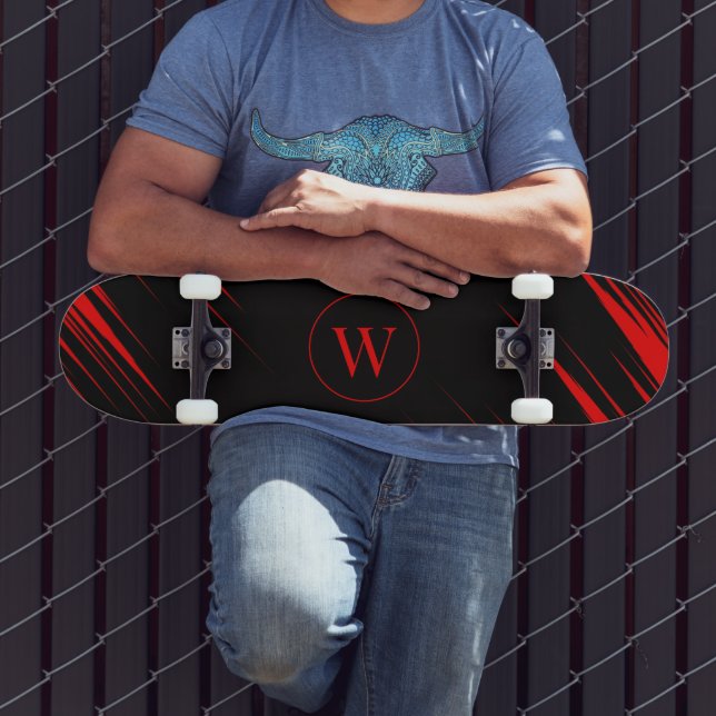 Custom Initial Skateboard with Red and Black Sport (Outdoor 3)