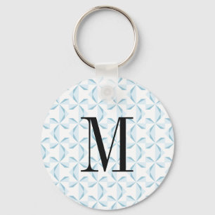 Custom Initial Sky Blue Pinwheels Key Ring
