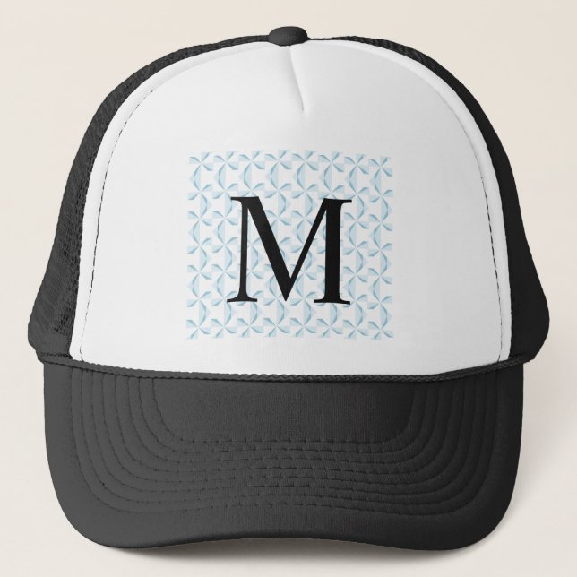 Custom Initial Sky Blue Pinwheels Trucker Hat (Front)