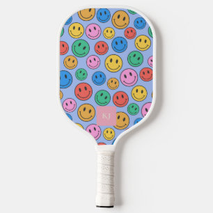 Custom Initial Smiley Face Pickleball Paddle