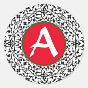CUSTOM INITIAL STICKER CHRISTMAS ENVELOPE SEAL