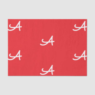 CUSTOM INITIAL TISSUE PAPER IN RED AND WHITE