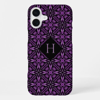 Custom Initial Victorian Purple Fractal Pattern iPhone Case