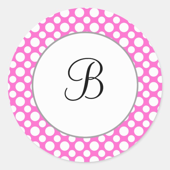 Custom Initial White Polka Dots on Pink Sticker (Front)