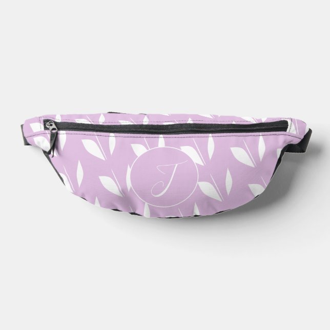 Custom initial white silhouette leaves purple bum bags (Lay Down)