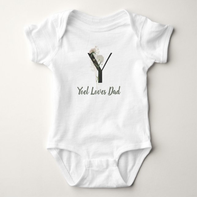 Custom Initial Y With Soft colour flower Baby Body Bodysuit (Front)
