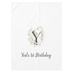 Custom Initial Y With Soft colour flower Tablecloth