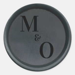 Custom initials black wax seal wedding sticker