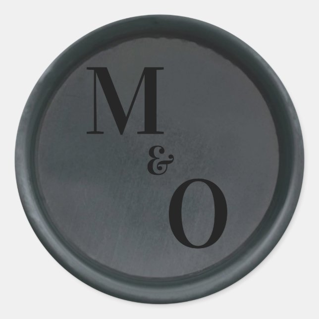 Custom initials black wax seal wedding sticker (Front)