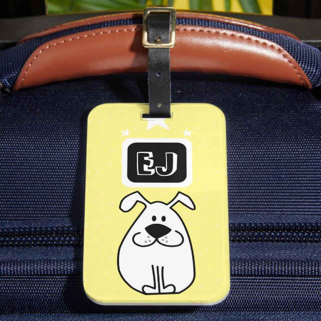 Custom Initials Dog-Themed Luggage Tag (Front Insitu 2)