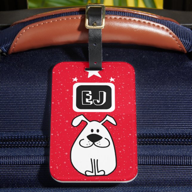 Custom Initials Dog-Themed Luggage Tag (Front Insitu 2)