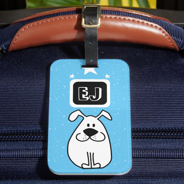 Custom Initials Dog-Themed Luggage Tag (Front Insitu 2)