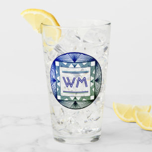 Custom Initials Elegant Manly Green Chic Art Deco Glass