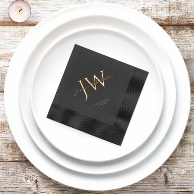 Custom Initials Foil Stamped Napkins for Birthdays (Inisitu)