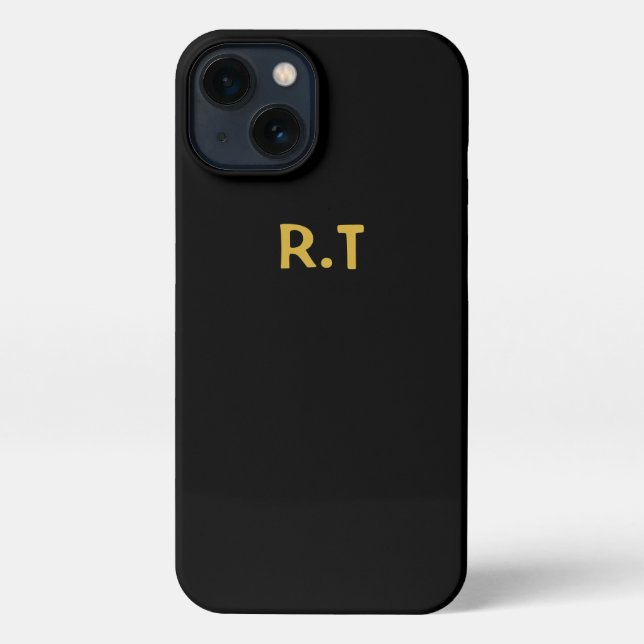 Custom Initials, Glossy Black Phone Cover (Back)