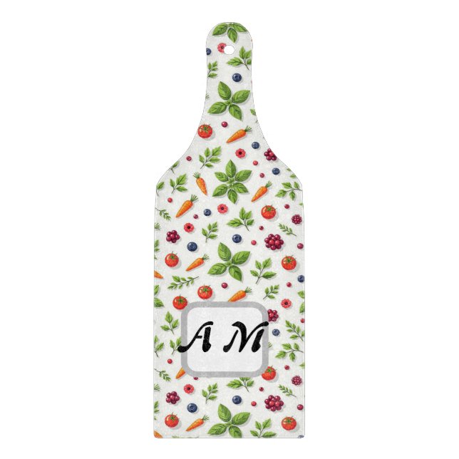  Custom initials Herbs seamless pattern  Cutting Board (Front)