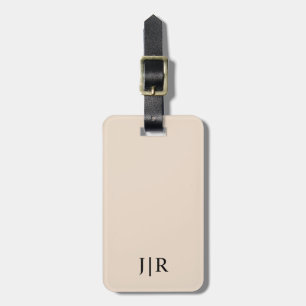 Custom Initials Luggage  Minimalist Beige Travel  Tag