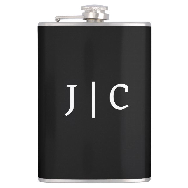 Custom Initials Monogram Minimalist Modern Hip Flask (Front)